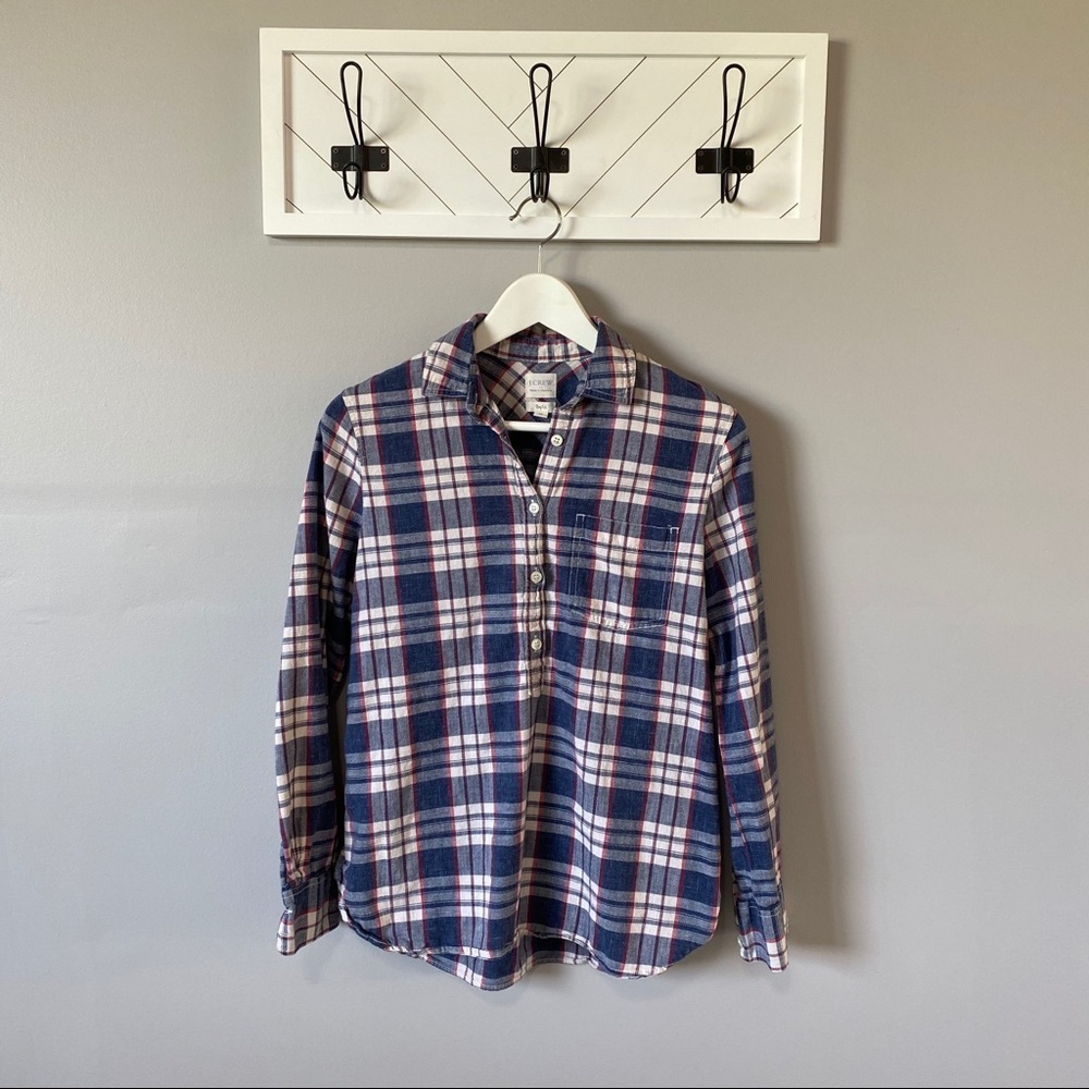 J. Crew Boy Fit Button Up Shirt Blue Sz XS